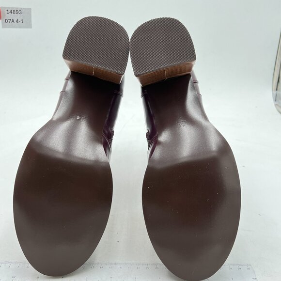 Wine Women Round Toe Ankle Boot Retro Side Zipper Block Heel Boots Office Shoes - Picture 6 of 6